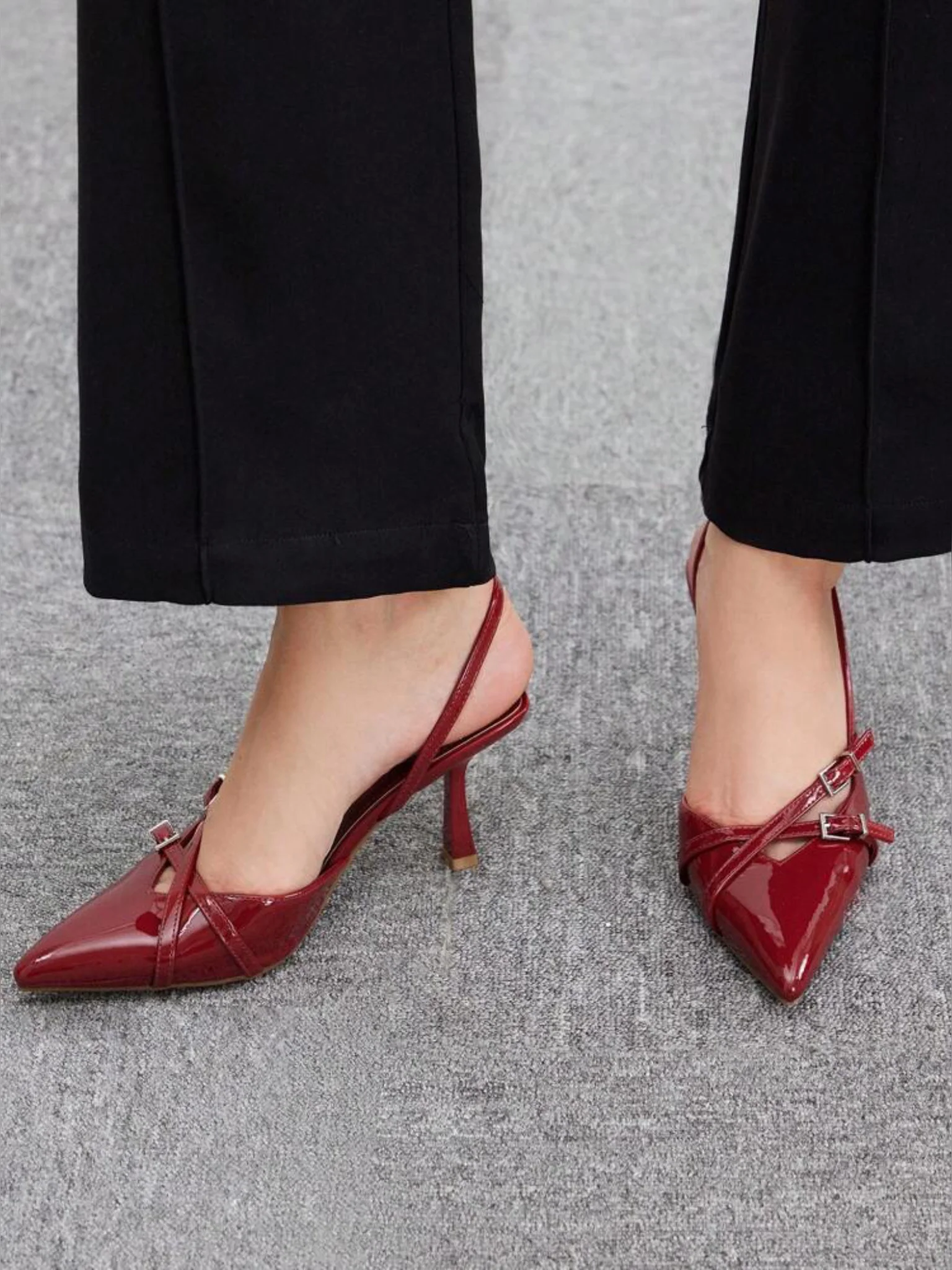 Alexandra Cross Heels - Cherry Red - Image 2