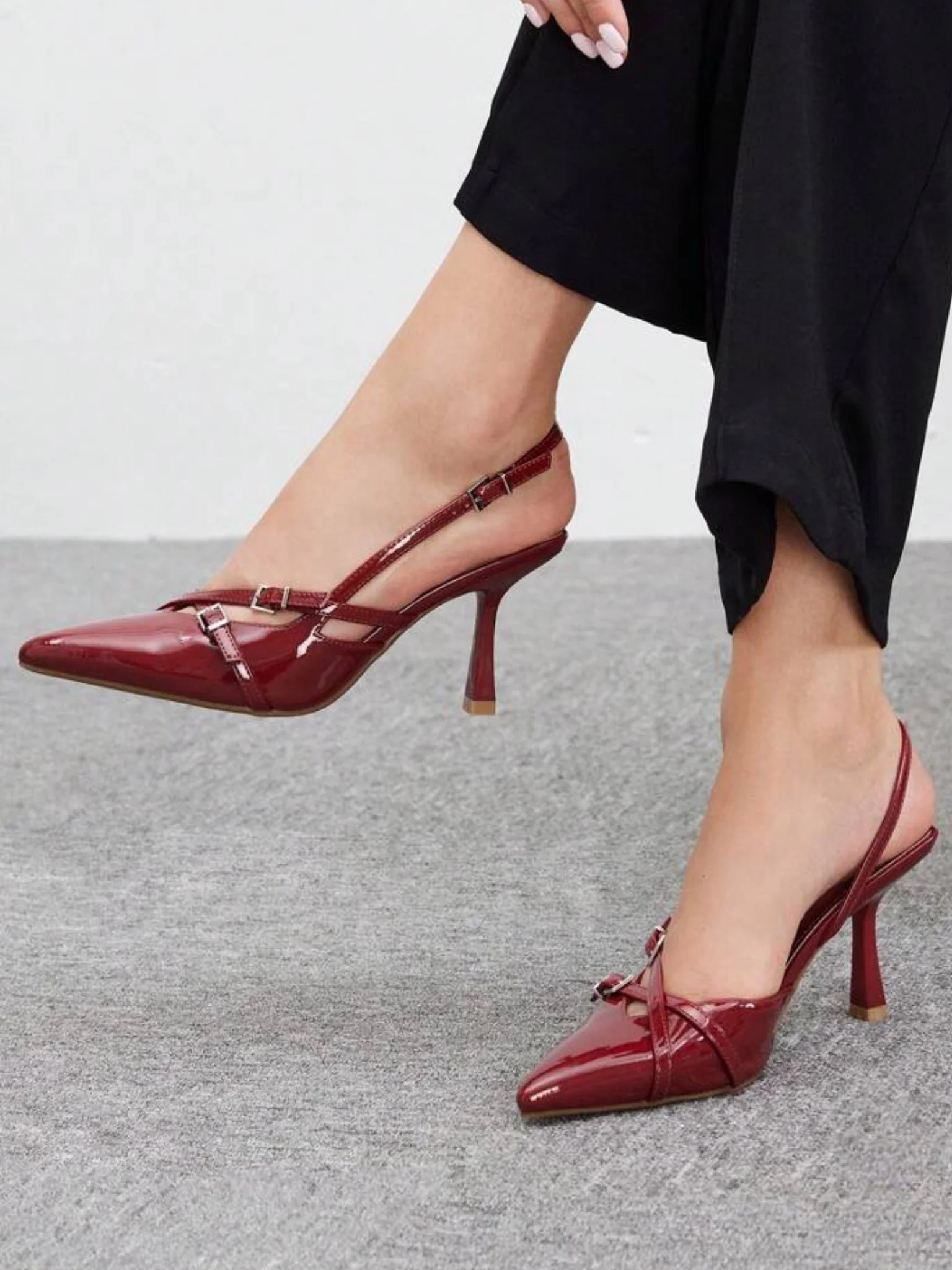 Alexandra Cross Heels - Cherry Red - Image 3