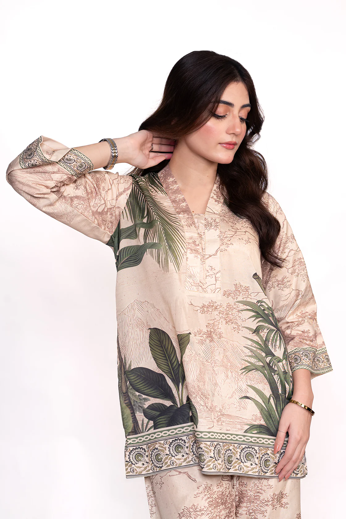 ARICA PALM PRINTED CREPE LAWN CO-ORD SET - Image 5