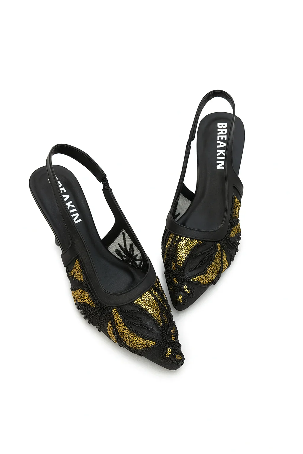 Beaded Mesh Slingback Heels - Image 4