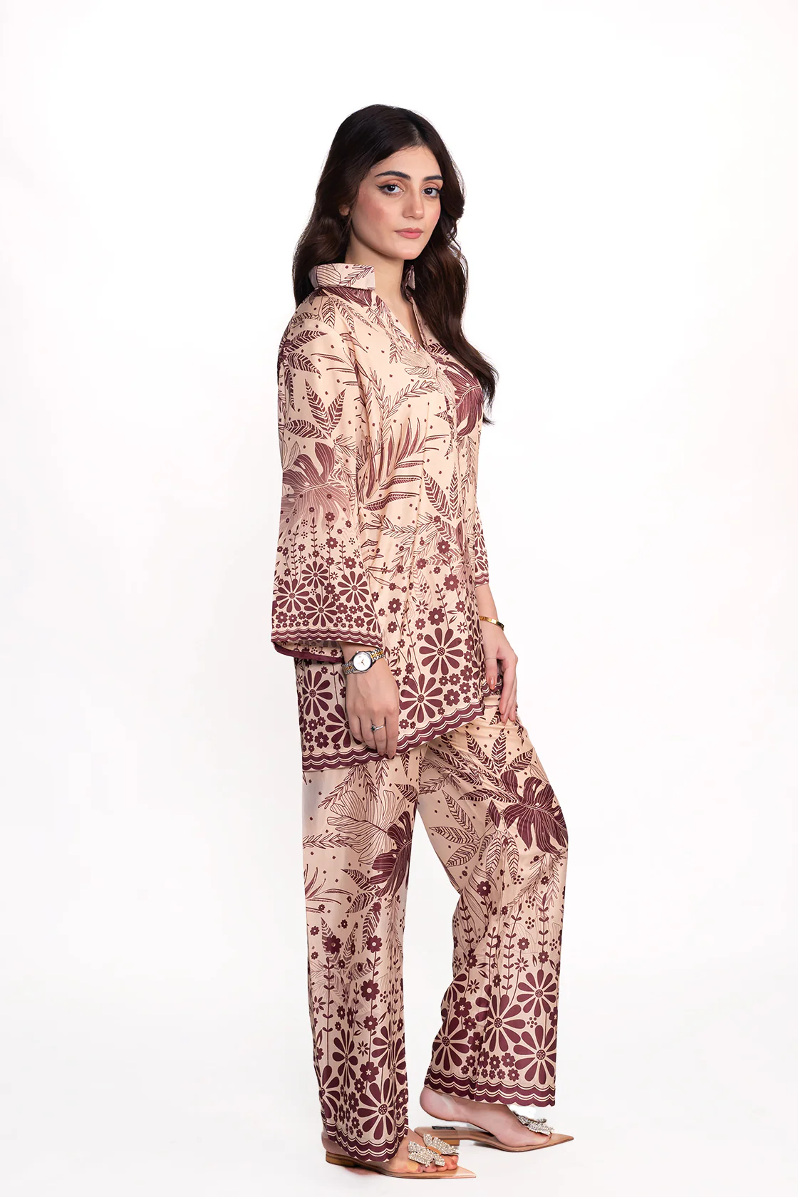 BEGONIA FLORAL PRINTED CREPE LAWN CO-ORD SET - Image 2