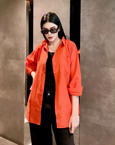 Button Up Rust Oversized Shirt - Image 2