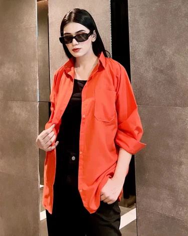 Button Up Rust Oversized Shirt - Image 3