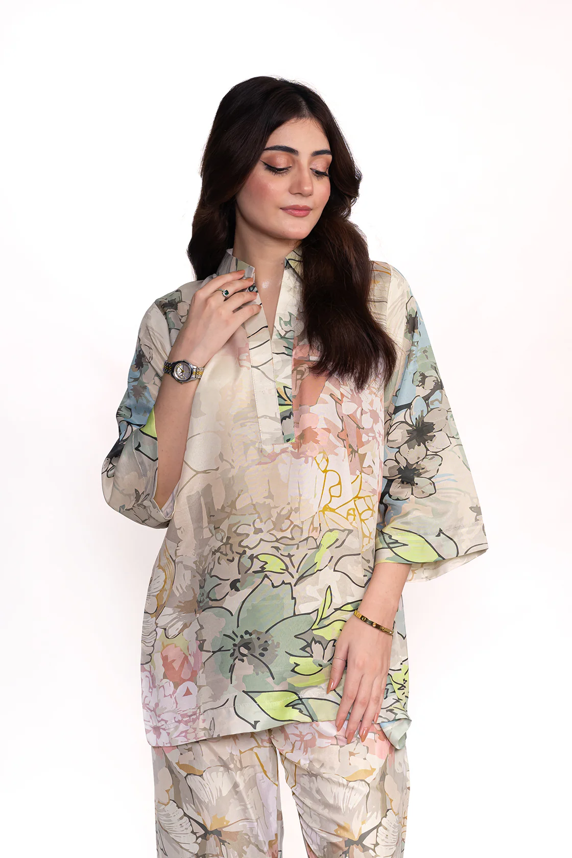 CASSIA FLORAL PRINTED CREPE LAWN CO-ORD SET - Image 4