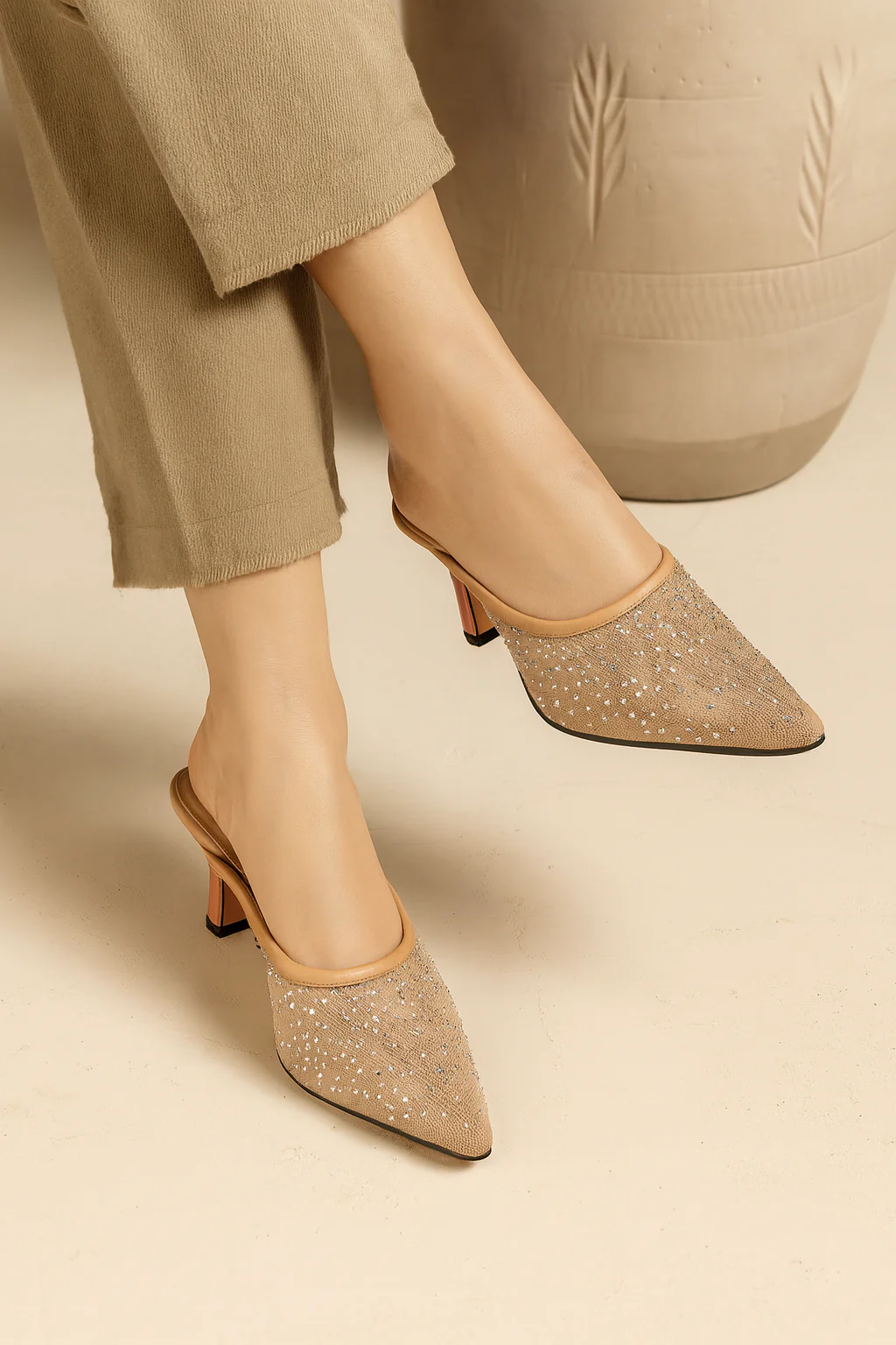 Diamante Embellished Slingback Pumps - Image 3