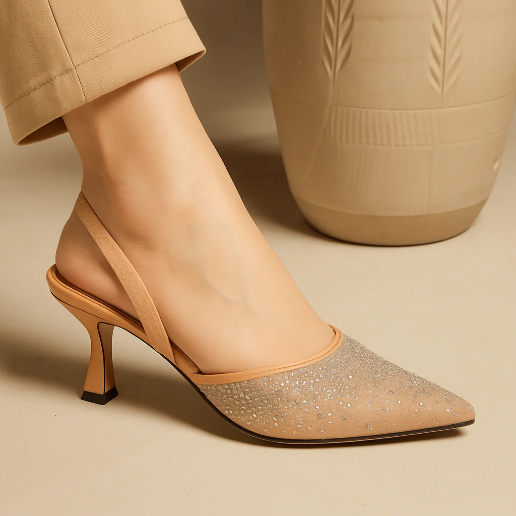 Diamante Embellished Slingback Pumps - Image 4