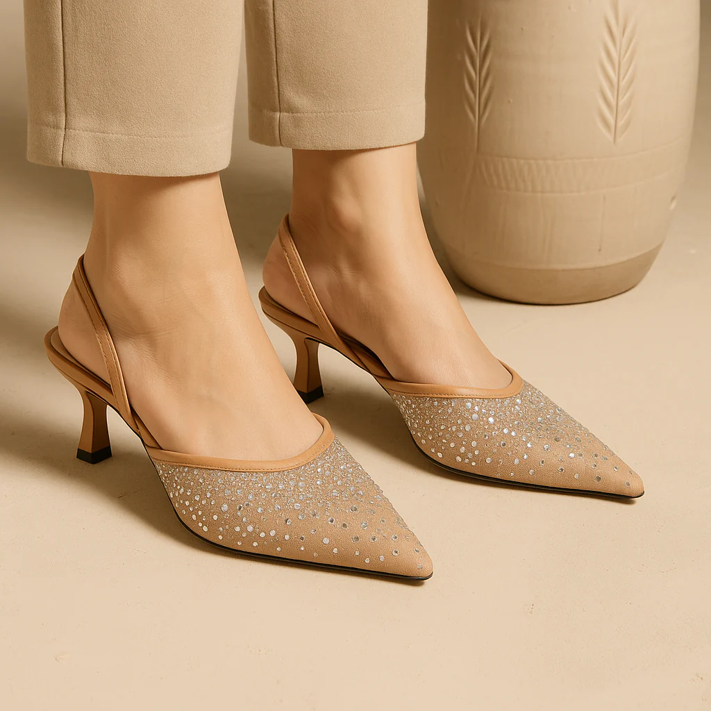 Diamante Embellished Slingback Pumps - Image 5