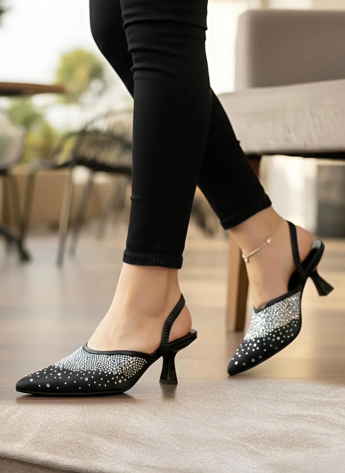 Diamante Embellished Slingback Pumps - Image 6