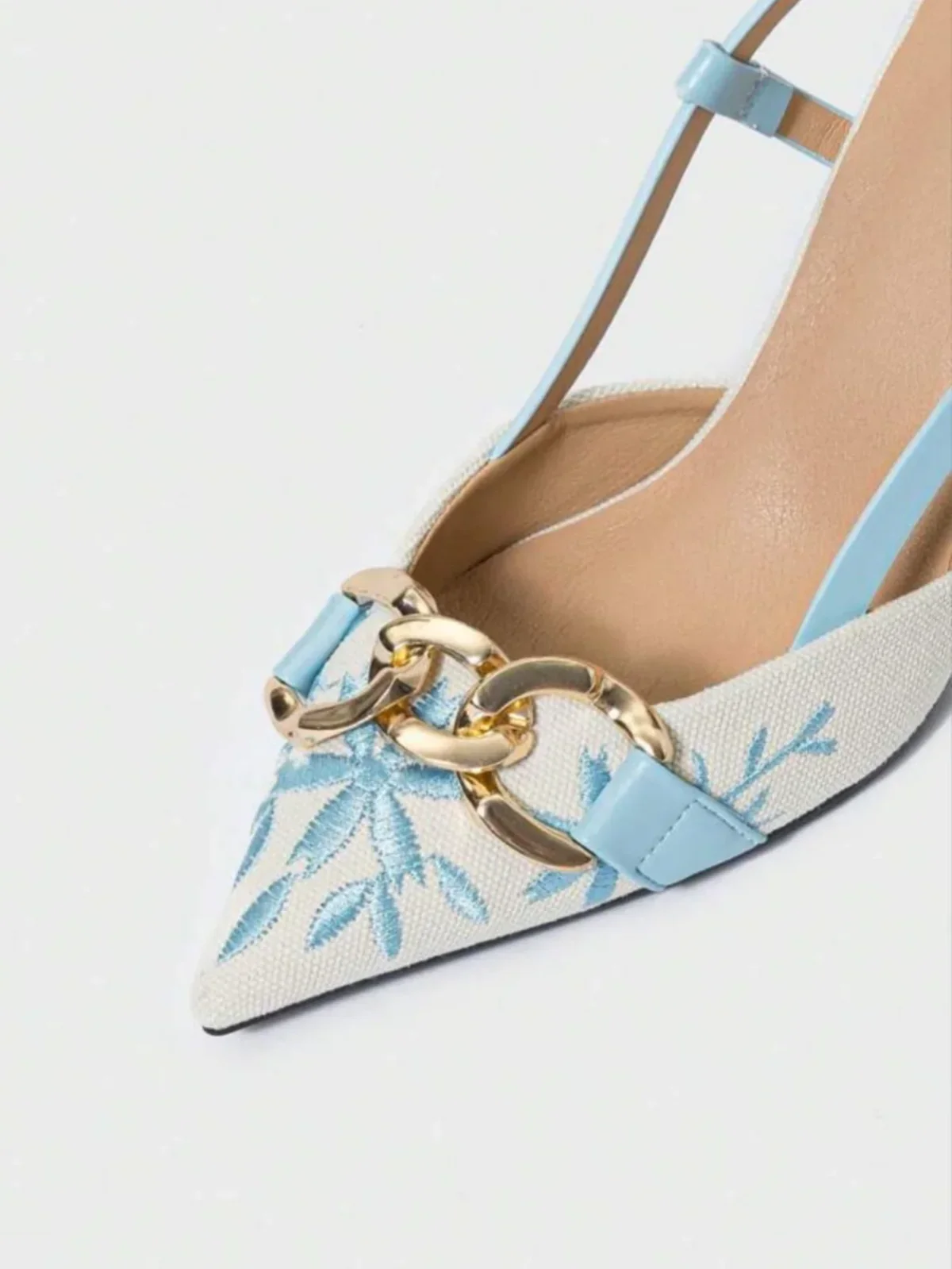 Floral Embroidered Chain Slingback - Image 18