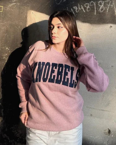 Knobels Embroidered Irish Knitted Sweater Pink - Image 2
