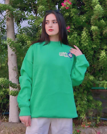 Makes You Smile Graphic Puff Oversized Sweatshirt - Image 2