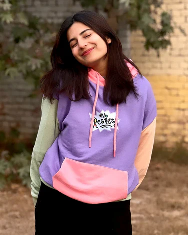 No Regrets Colour Block Drop Shoulder Hoodie - Image 2