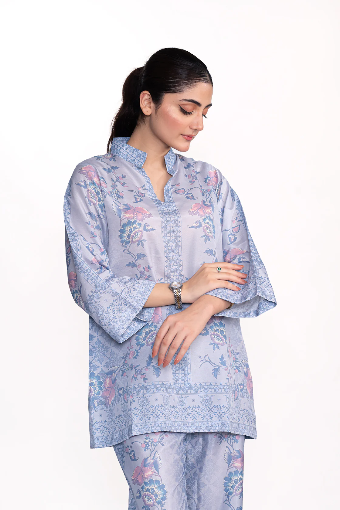 OLEANDER FLORAL PRINTED CREPE LAWN CO-ORD SET - Image 2