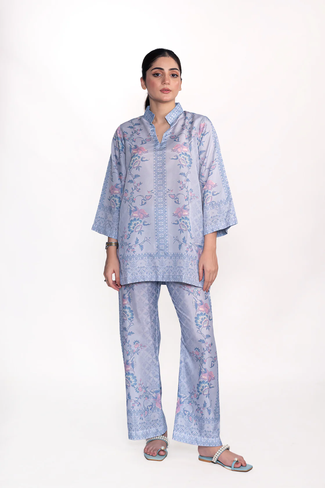 OLEANDER FLORAL PRINTED CREPE LAWN CO-ORD SET - Image 5
