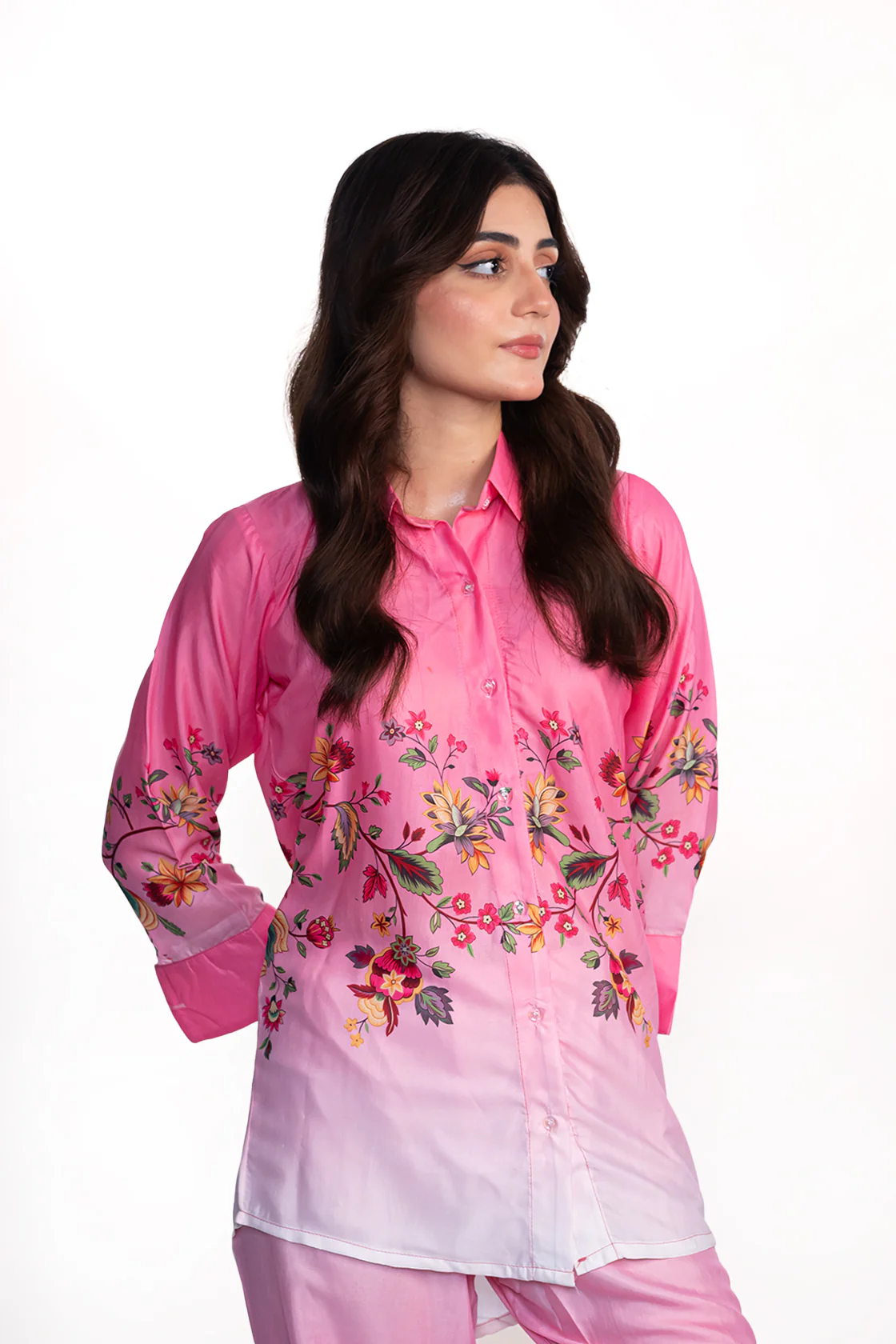 PRIMROSE PINK FLORAL PRINTED CREPE LAWN CO-ORD SET - Image 2