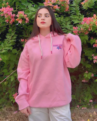 Sunny Mood Graphic Puff Oversized Hoodie - Image 2