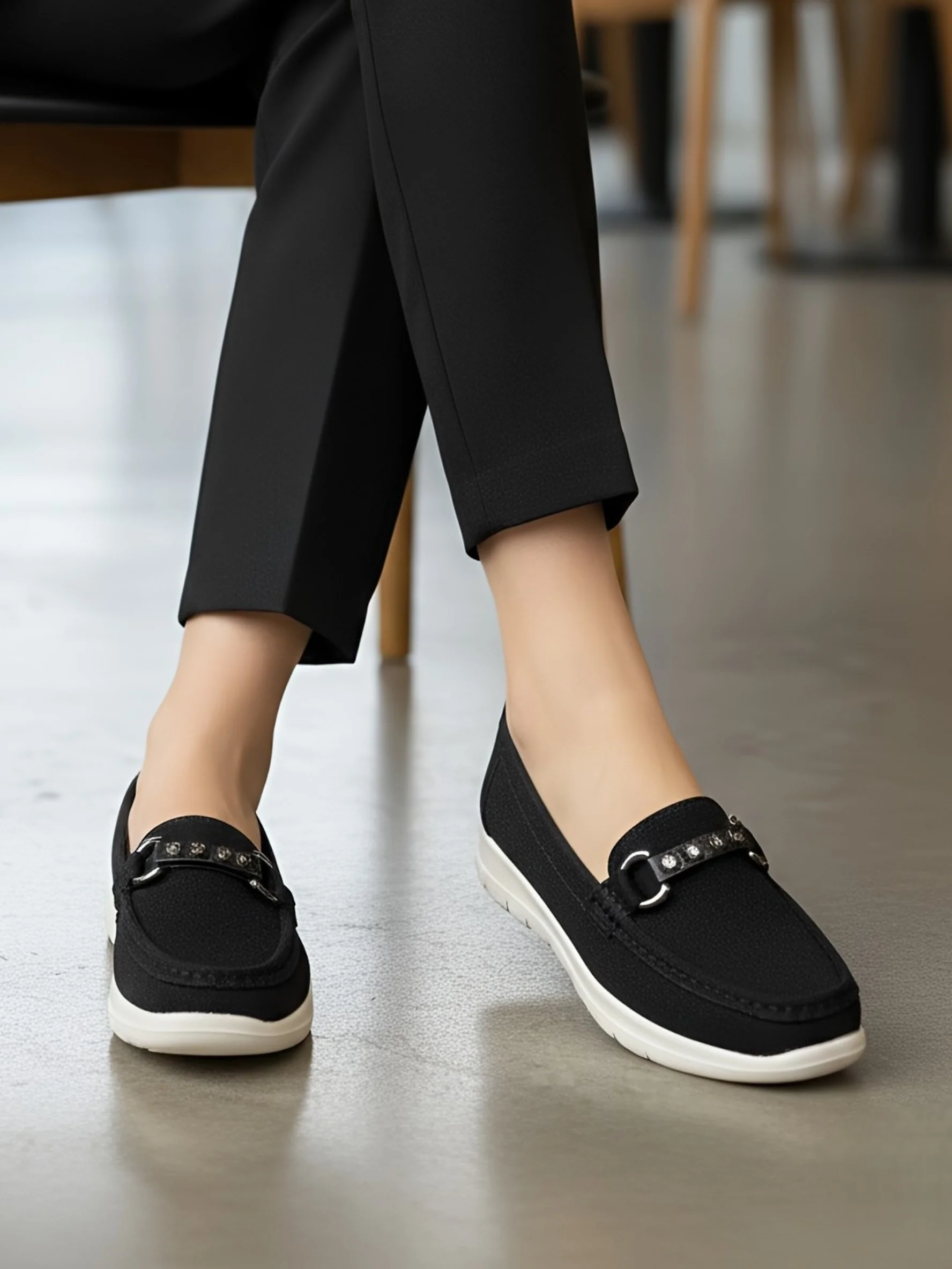 Tabby Moccasins - Black - Image 2