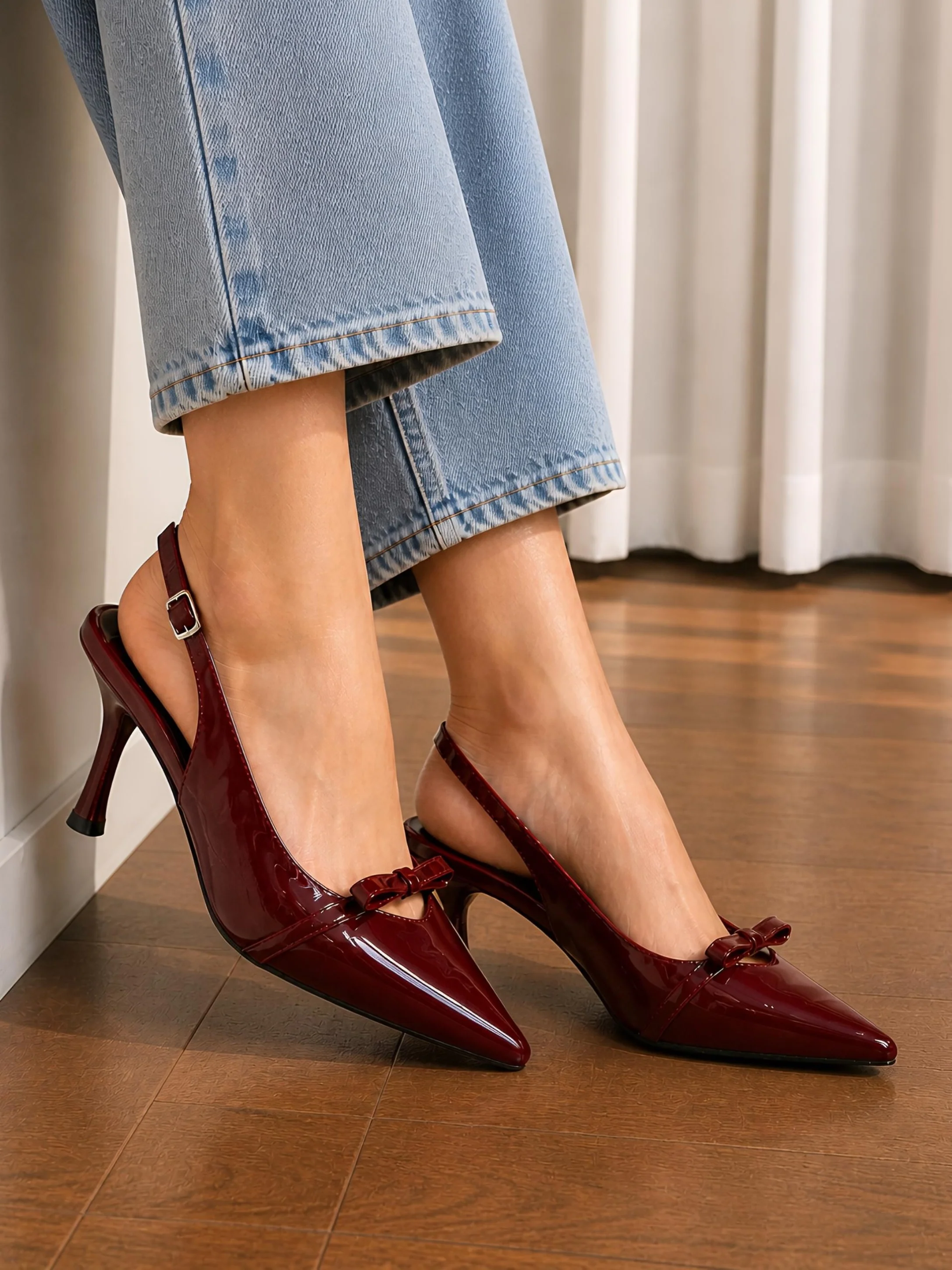 THE CELINE HEELS- CHERRY RED - Image 2
