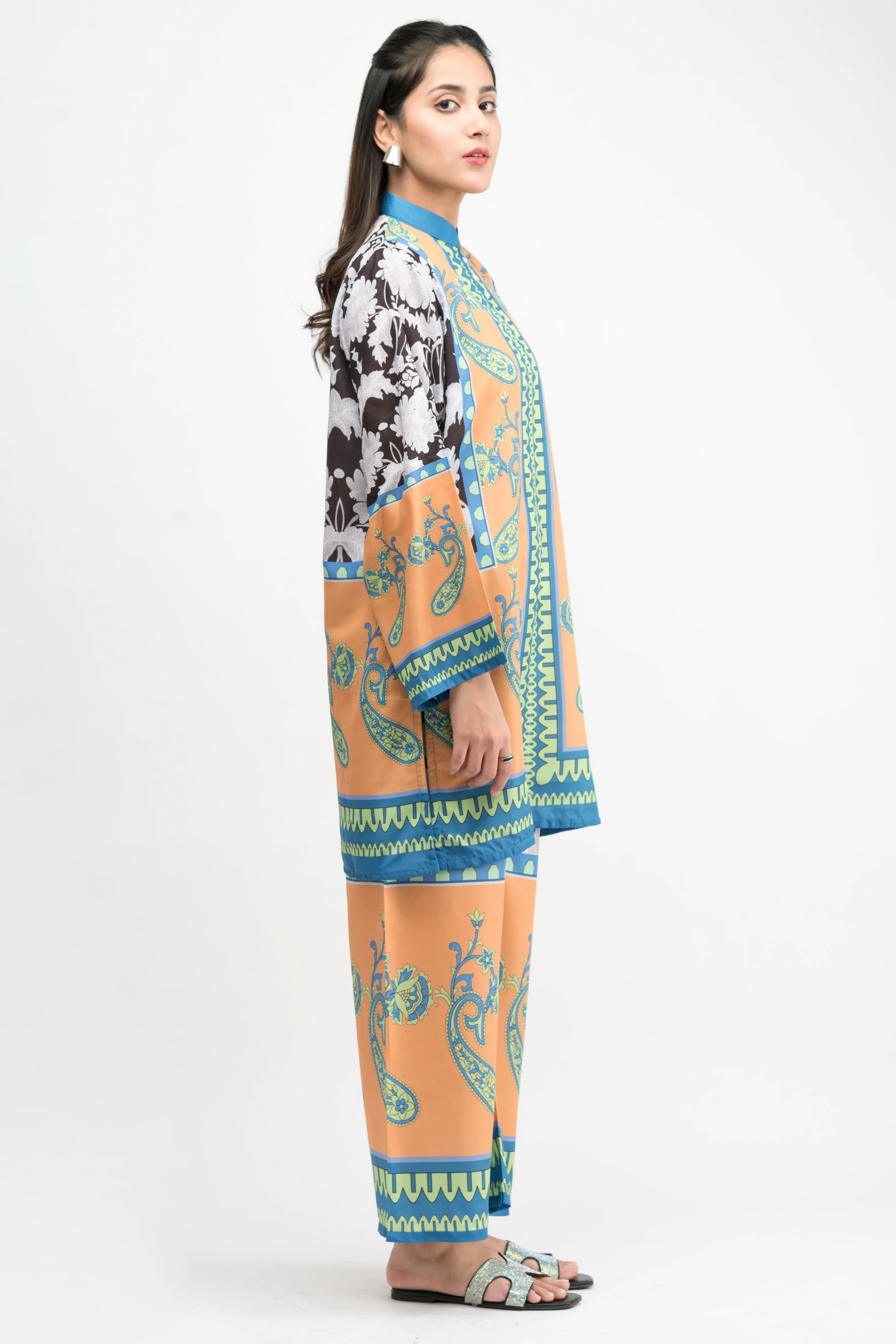 WILLOW PRINTED CREPE LAWN CO-ORD SET - Image 2