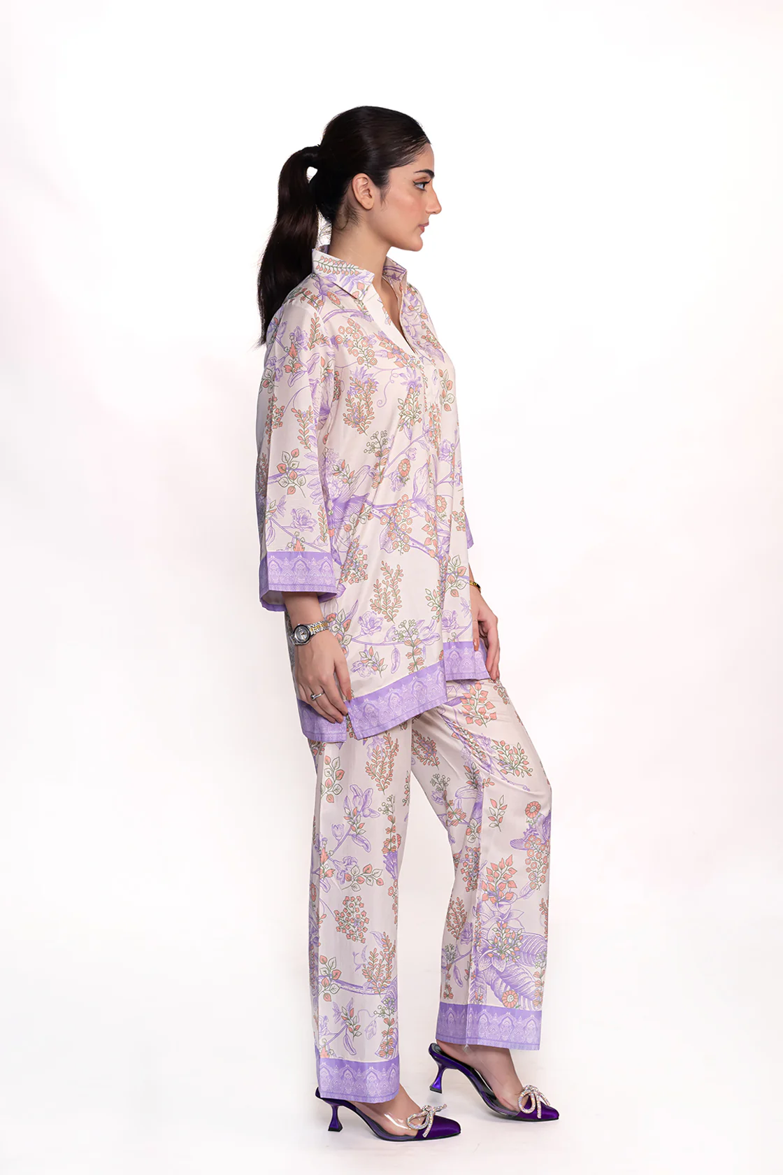 WISTERIA FLORAL PRINTED CREPE LAWN CO-ORD SET - Image 2