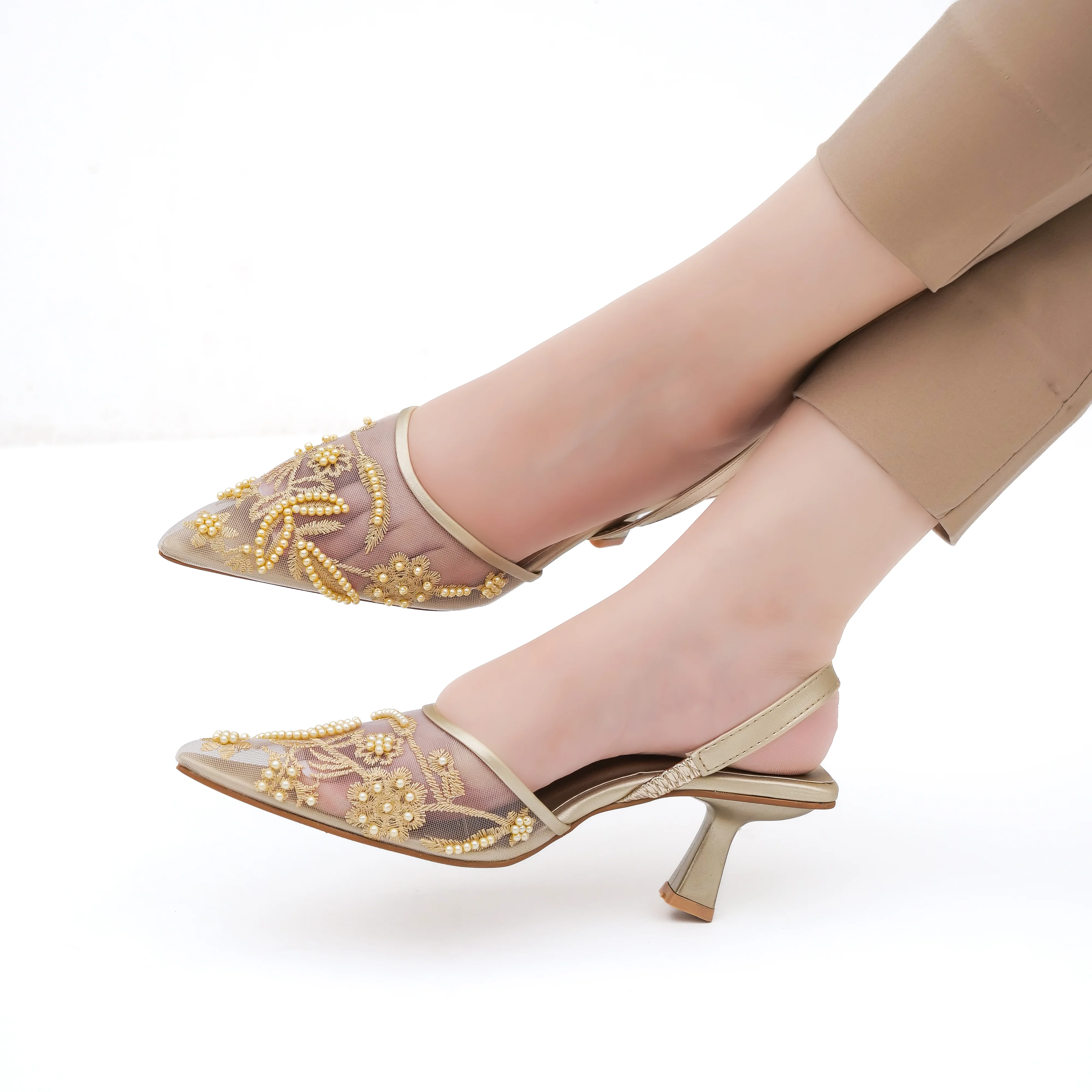 Wren Pearl Embroidery - Golden - Image 3