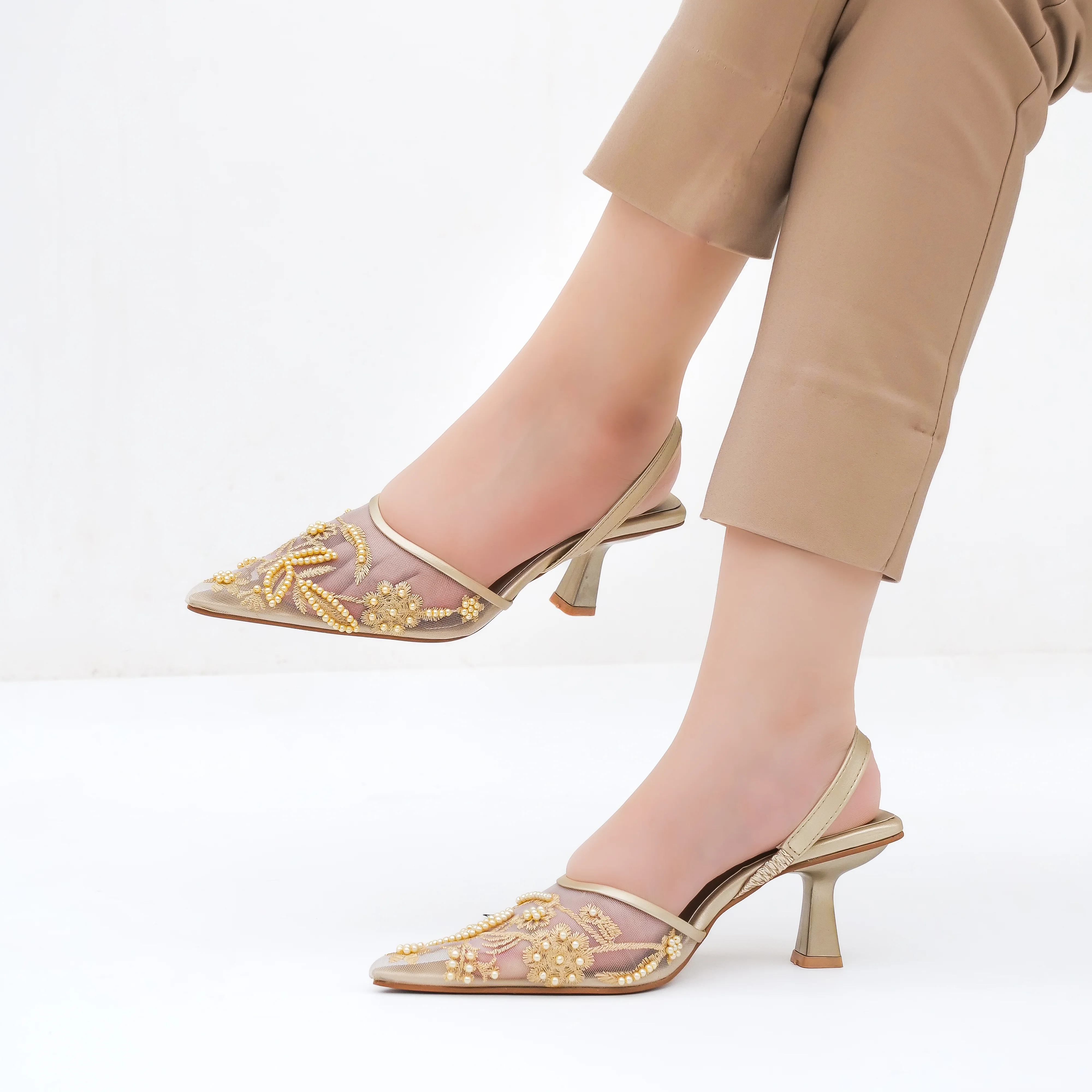 Wren Pearl Embroidery - Golden - Image 4